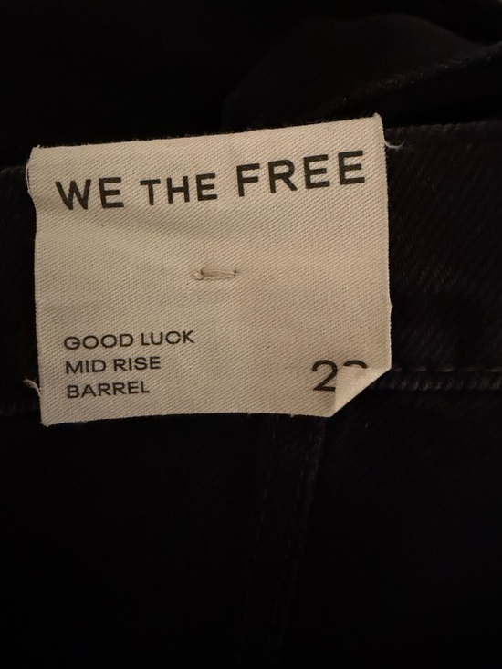 Free People 🖤 Good Luck 🍀 Barrel Jeans Black Mid Rise Size 29 - Picture 6 of 9